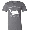 Drinking Wine Feline Fine V-Neck