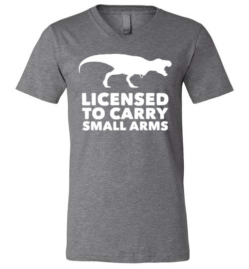 Licensed To Carry Small Arms T-Rex V-Neck
