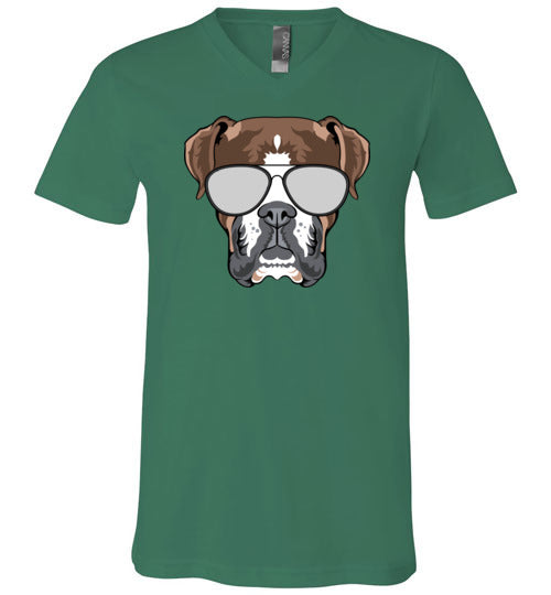 Boxer Dog Sunglasses V-Neck