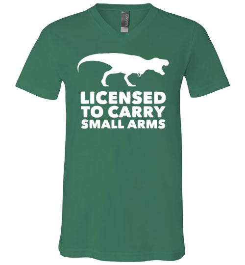 Licensed To Carry Small Arms T-Rex V-Neck