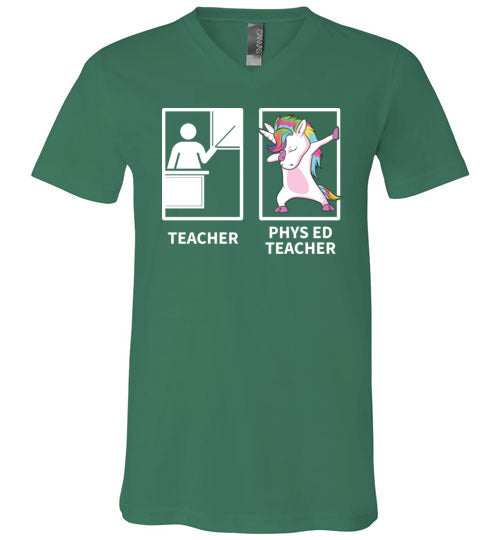 Phys Ed Teacher Unicorn V-Neck