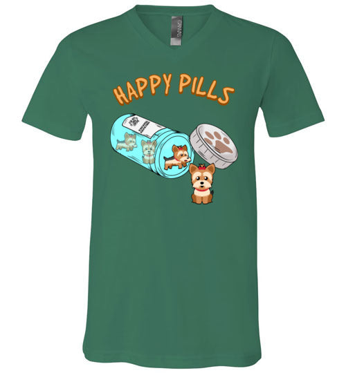 Happy Pills Yorkie Yorkshire Terrier V-Neck