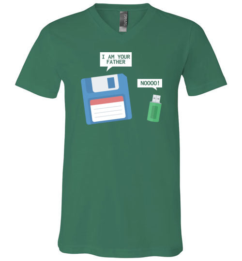 USB Floppy Disk Father Son V-Neck