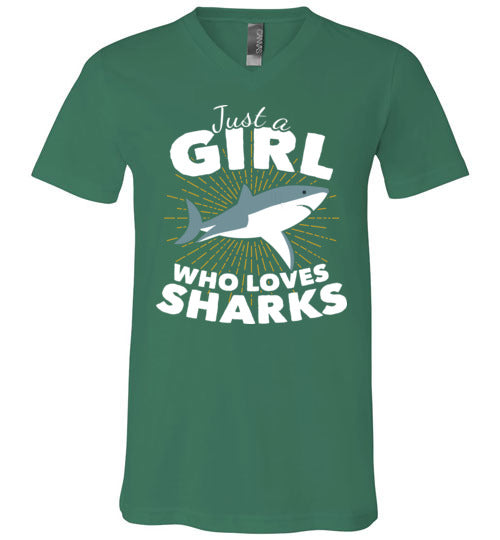 Just A Girl Who Loves Sharks V-Neck