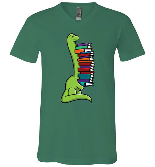 Dinosaur Long Neck Reading V-Neck