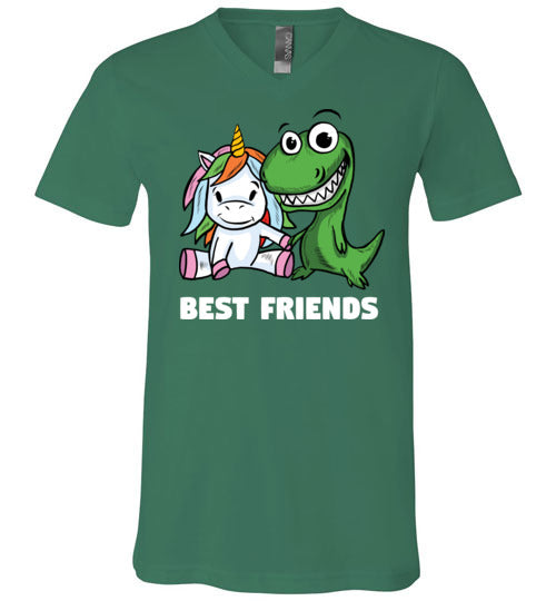 Unicorn And T-Rex Best Friends V-Neck