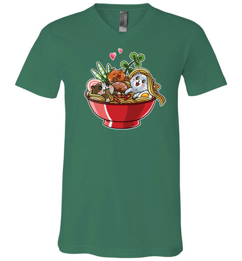 Kawaii Ramen Noodles Cats V-Neck