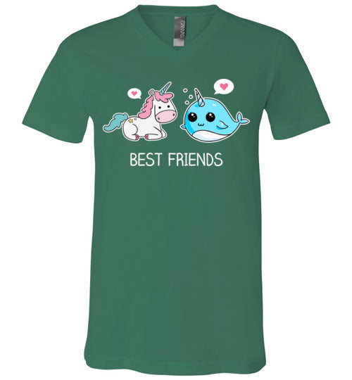 Narwhal Unicorn Best Friends V-Neck