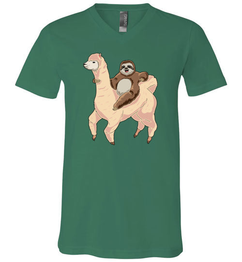Sloth Riding A Llama V-Neck