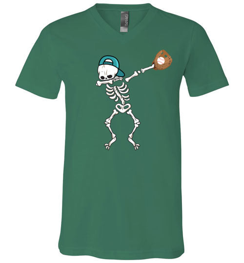 Baseball Dabbing Skeleton V-Neck