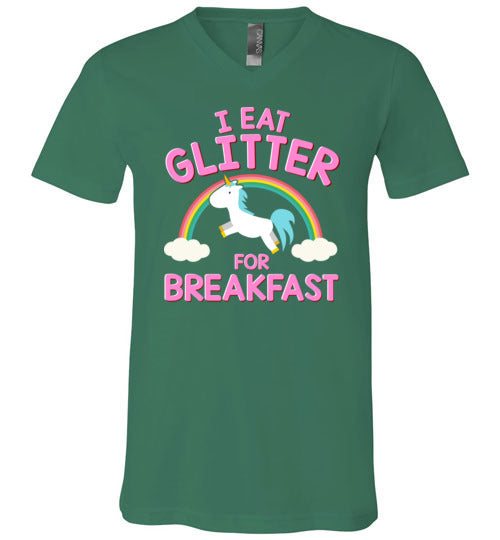 Unicorn I Eat Glitter For Breakfast V-Neck