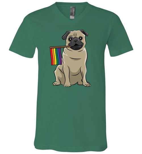 Pug LGBT Flag V-Neck