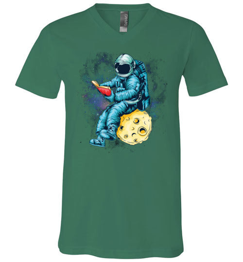 Astronaut Reading Space V-Neck
