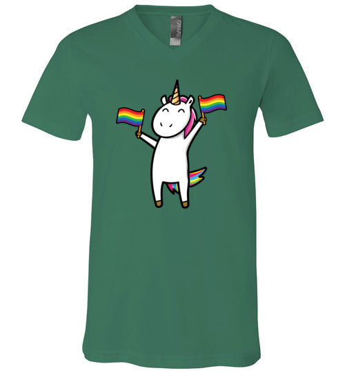 Gay Unicorn LGBT Rainbow Flags V-Neck