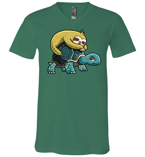 Sloth Riding Turtle V-Neck