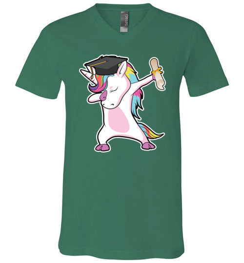 Dabbing Unicorn Graduation V-Neck