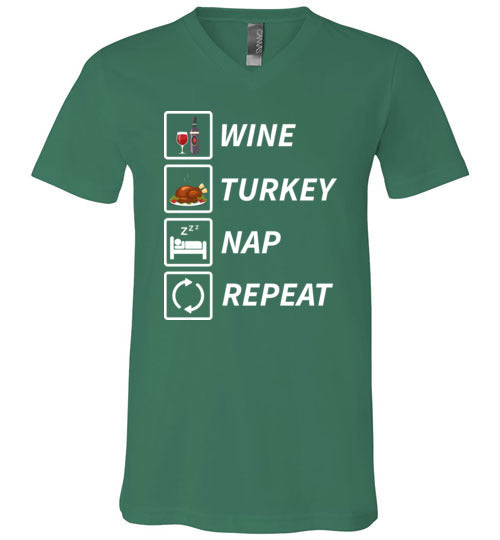 Wine Turkey Nap Repeat V-Neck