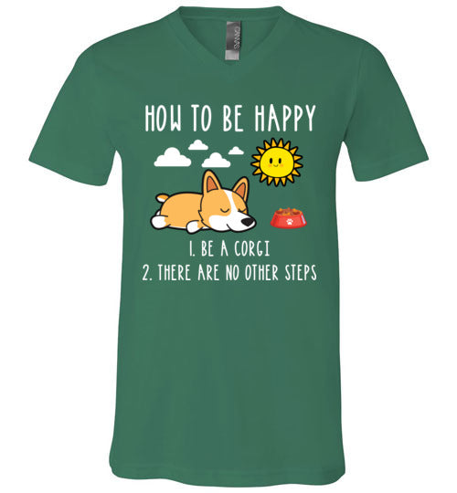 How To Be Happy Corgi V-Neck