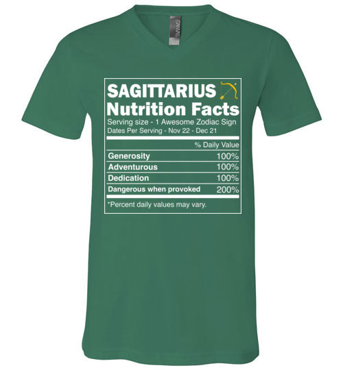 Zodiac Sagittarius Nutrition Facts V-Neck