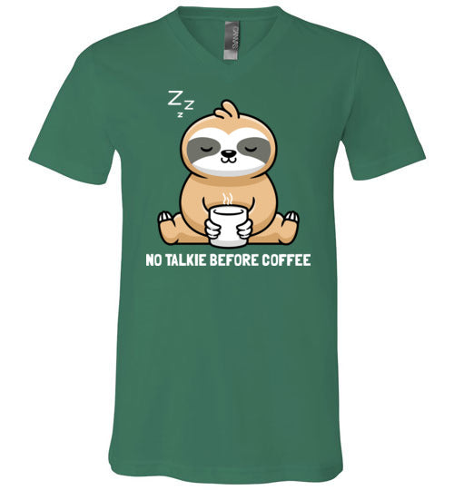 Sloth No Talkie Before Coffee V-Neck