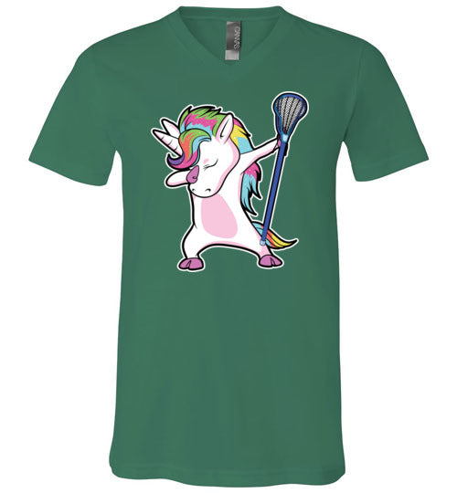 Dabbing Unicorn Lacrosse V-Neck