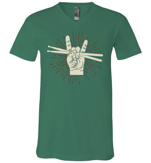 Drummer Rock Hands V-Neck