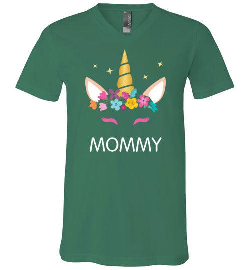 Mommy Unicorn Face V-Neck