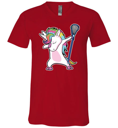 Dabbing Unicorn Lacrosse V-Neck