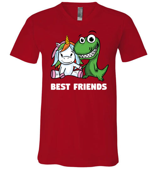 Unicorn And T-Rex Best Friends V-Neck