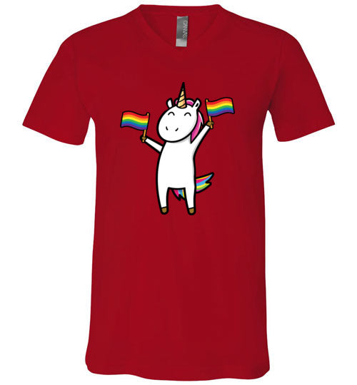 Gay Unicorn LGBT Rainbow Flags V-Neck