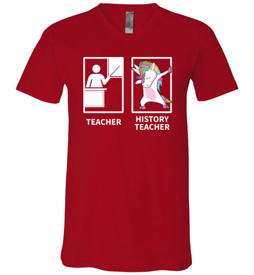 Dabbing Unicorn History Teacher V-Neck