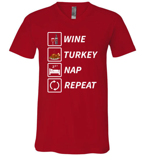 Wine Turkey Nap Repeat V-Neck