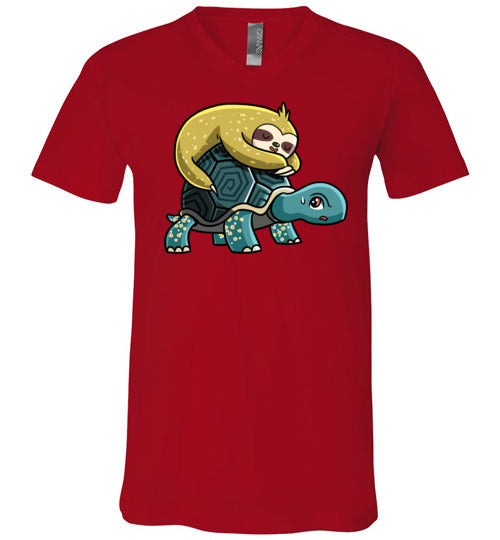 Sloth Riding Turtle V-Neck