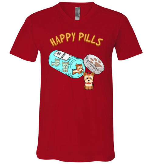 Happy Pills Yorkie Yorkshire Terrier V-Neck