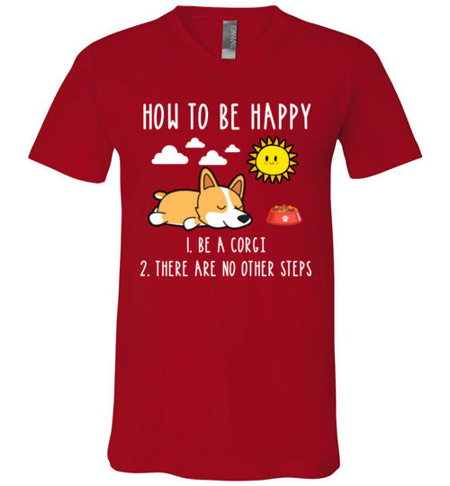 How To Be Happy Corgi V-Neck