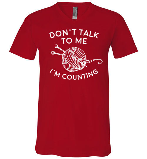 Dont Talk To Me Im Counting Knitting V-Neck