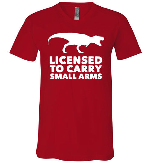 Licensed To Carry Small Arms T-Rex V-Neck