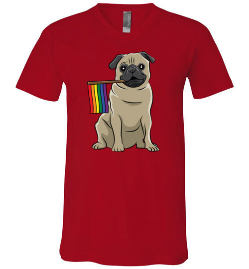 Pug LGBT Flag V-Neck