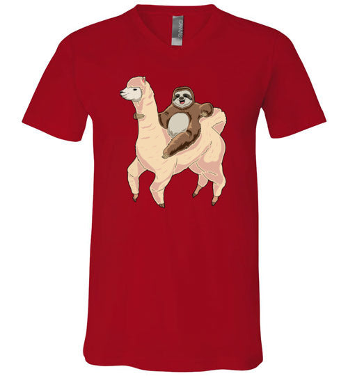 Sloth Riding A Llama V-Neck