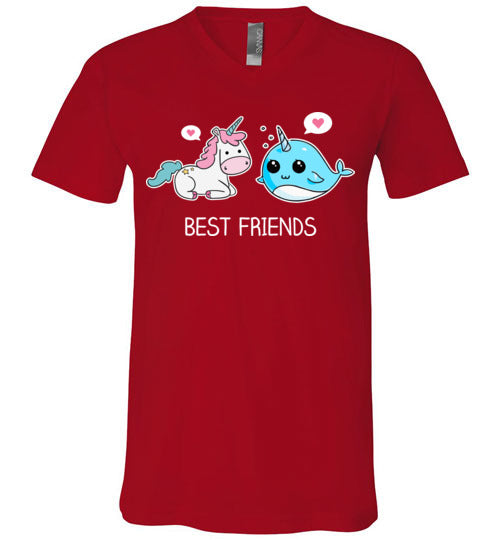 Narwhal Unicorn Best Friends V-Neck
