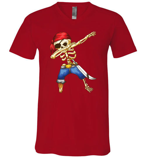Pirate Dabbing Skeleton Cartoon V-Neck