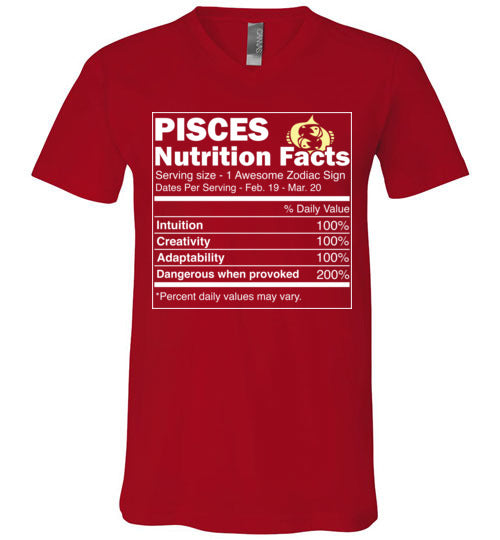 Zodiac Pisces Nutrition Facts V-Neck