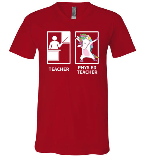 Phys Ed Teacher Unicorn V-Neck