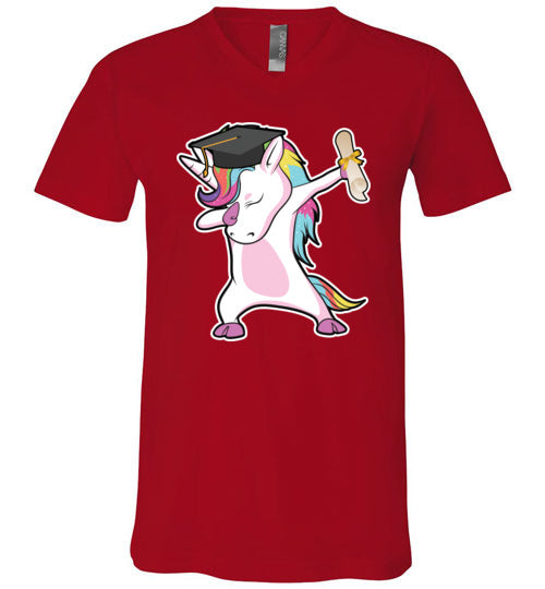 Dabbing Unicorn Graduation V-Neck