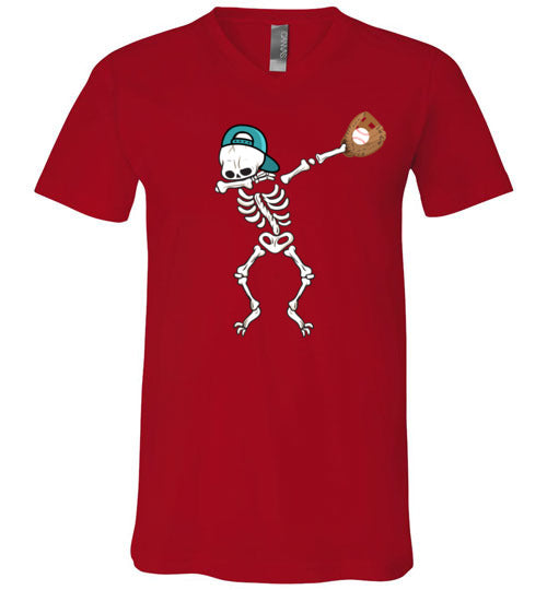Baseball Dabbing Skeleton V-Neck