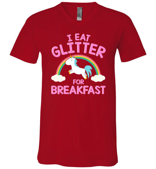 Unicorn I Eat Glitter For Breakfast V-Neck