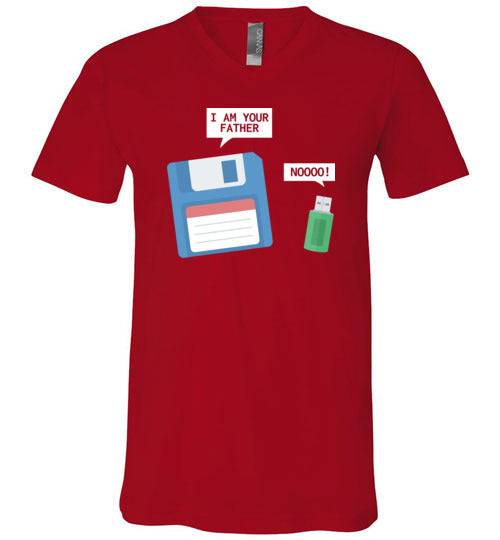 USB Floppy Disk Father Son V-Neck
