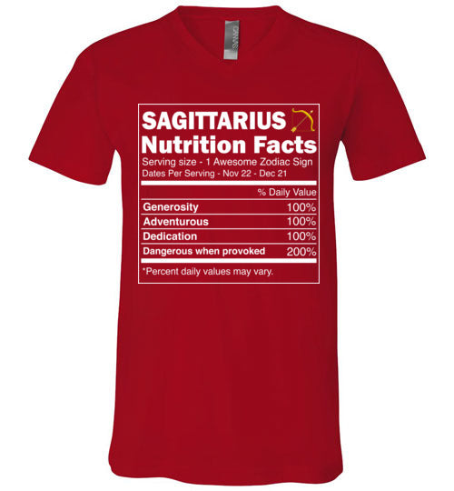 Zodiac Sagittarius Nutrition Facts V-Neck