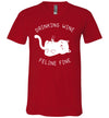 Drinking Wine Feline Fine V-Neck