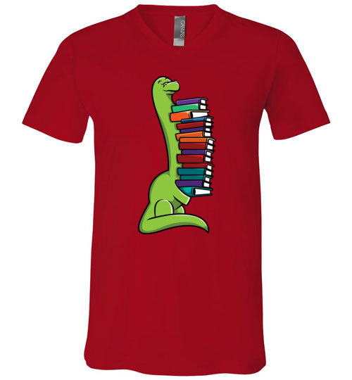 Dinosaur Long Neck Reading V-Neck